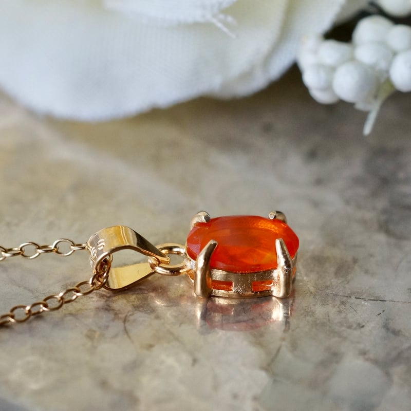 ファイアーオパールペンダントヘッド(18K) Handmade】オレンジ ファイアオパール ペンダントトップ 18k