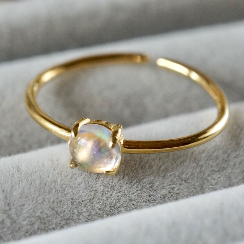 18Kt オパール リング サイズ7 Handmade】オパール ファセットカット 7号〜フリーサイズリング