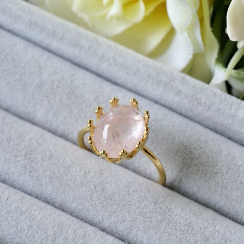 受注製作】△ピーチモルガナイト リング 7号〜フリーサイズ/9号/11号