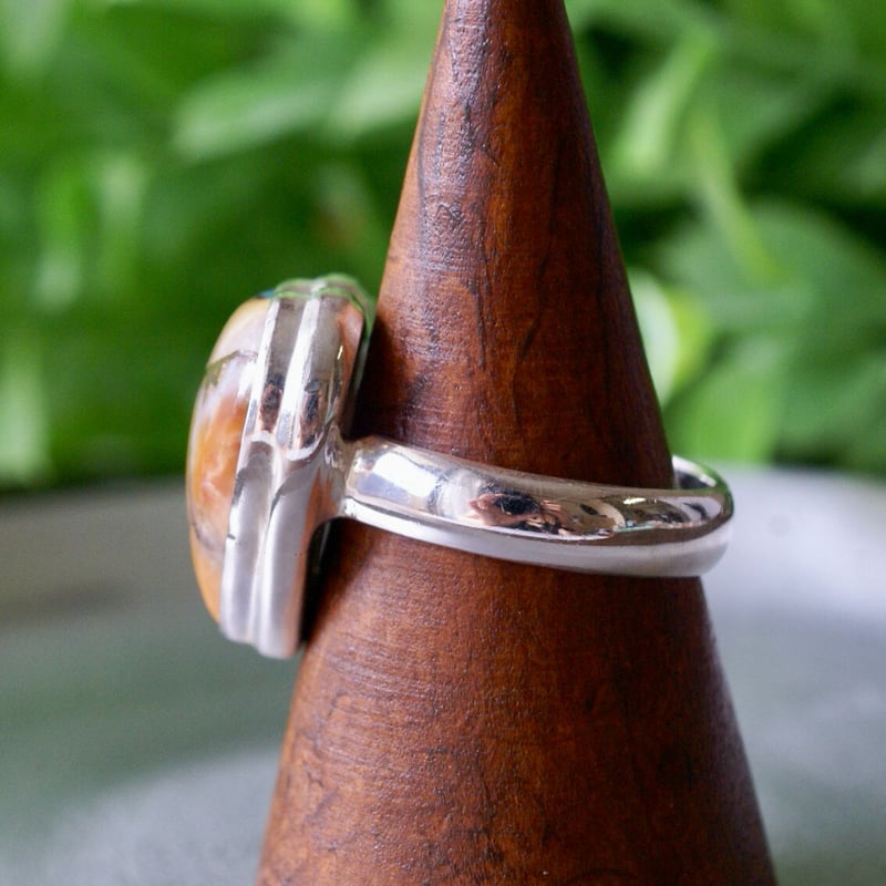 オイスターコッパーターコイズ ハートリング シルバー925 約13号（sv  