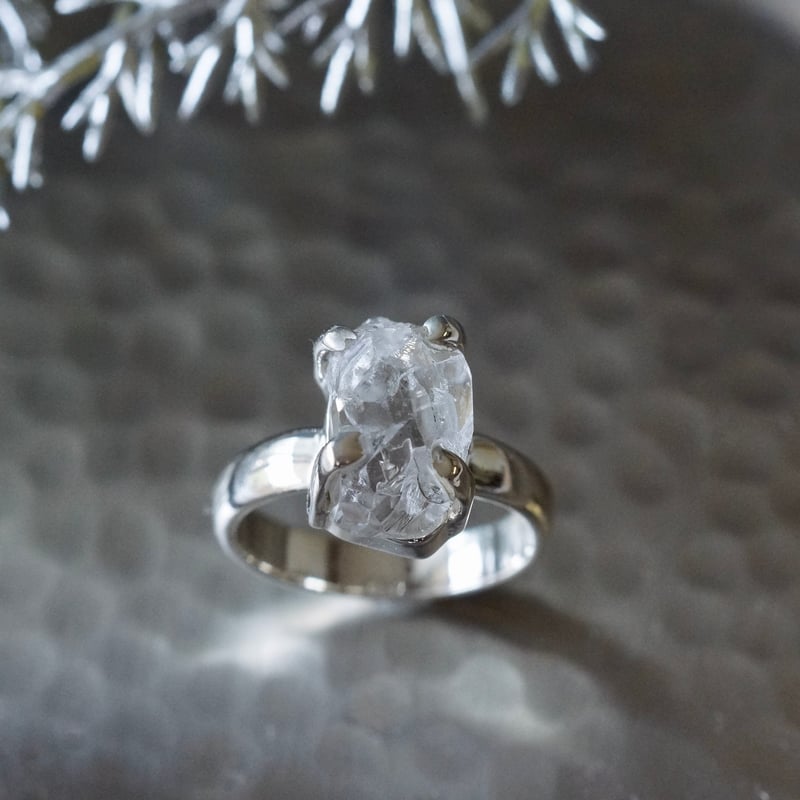ハーキマーダイヤモンド（水晶） ラフカットリング シルバー925 約8.5