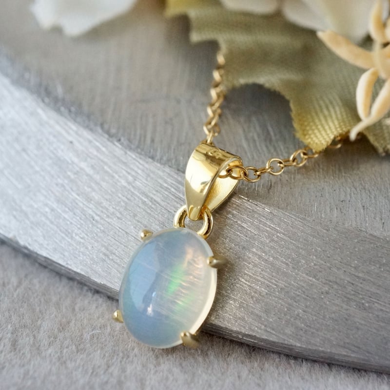 Handmade】オパール ペンダントトップ 18kゴールドプレーテド シルバー