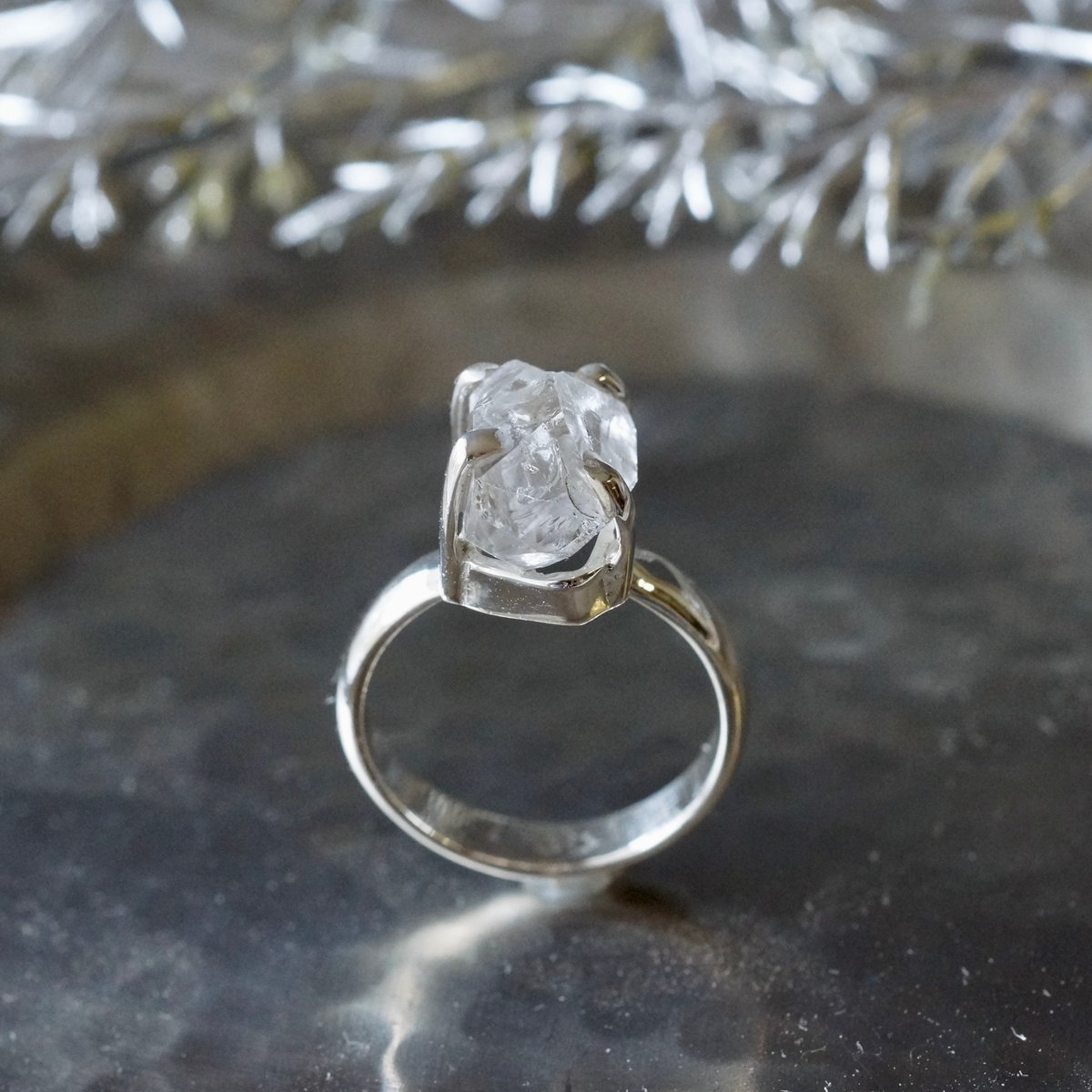 ハーキマーダイヤモンド（水晶） ラフカットリング シルバー925 約8.5