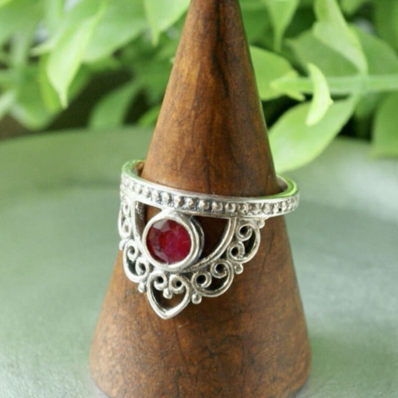レッド ルビー デザインリング シルバー925 約12号/16.5号（sv-728