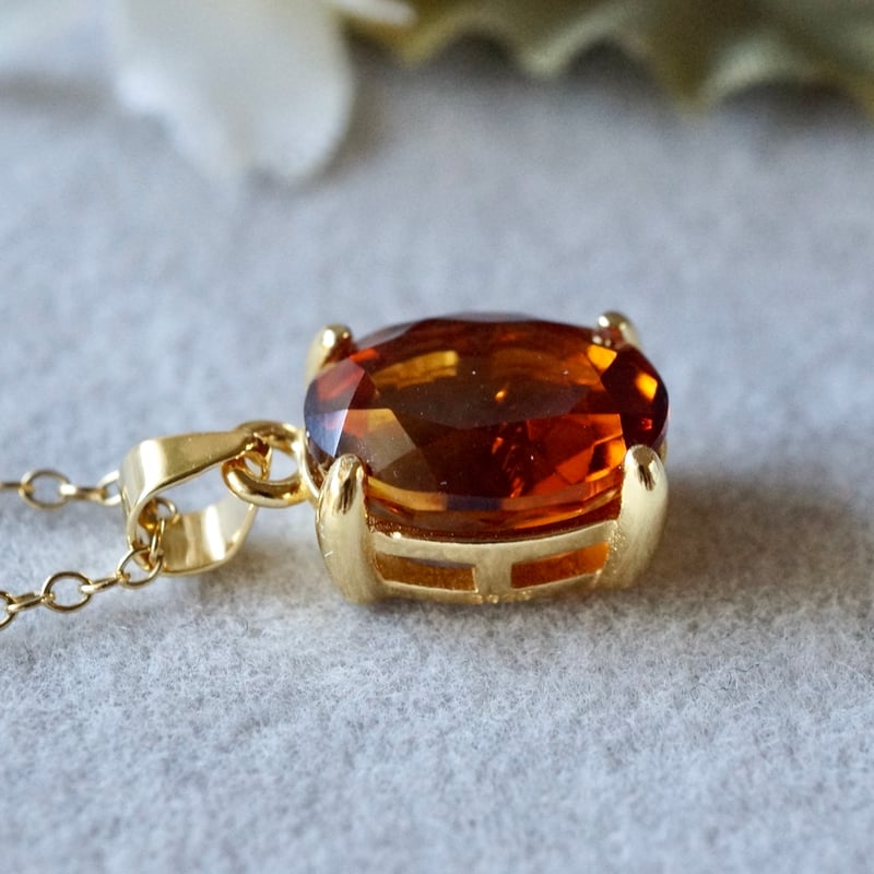 シトリン ペンダントトップ 57g ゴールドK18 シトリン ペンダントトップ 1.541ct Z5190 角 長角
