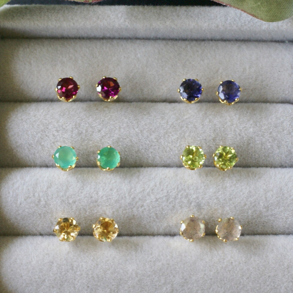 Handmade】グリーンオニキス スタッドピアス サージカルステンレス製