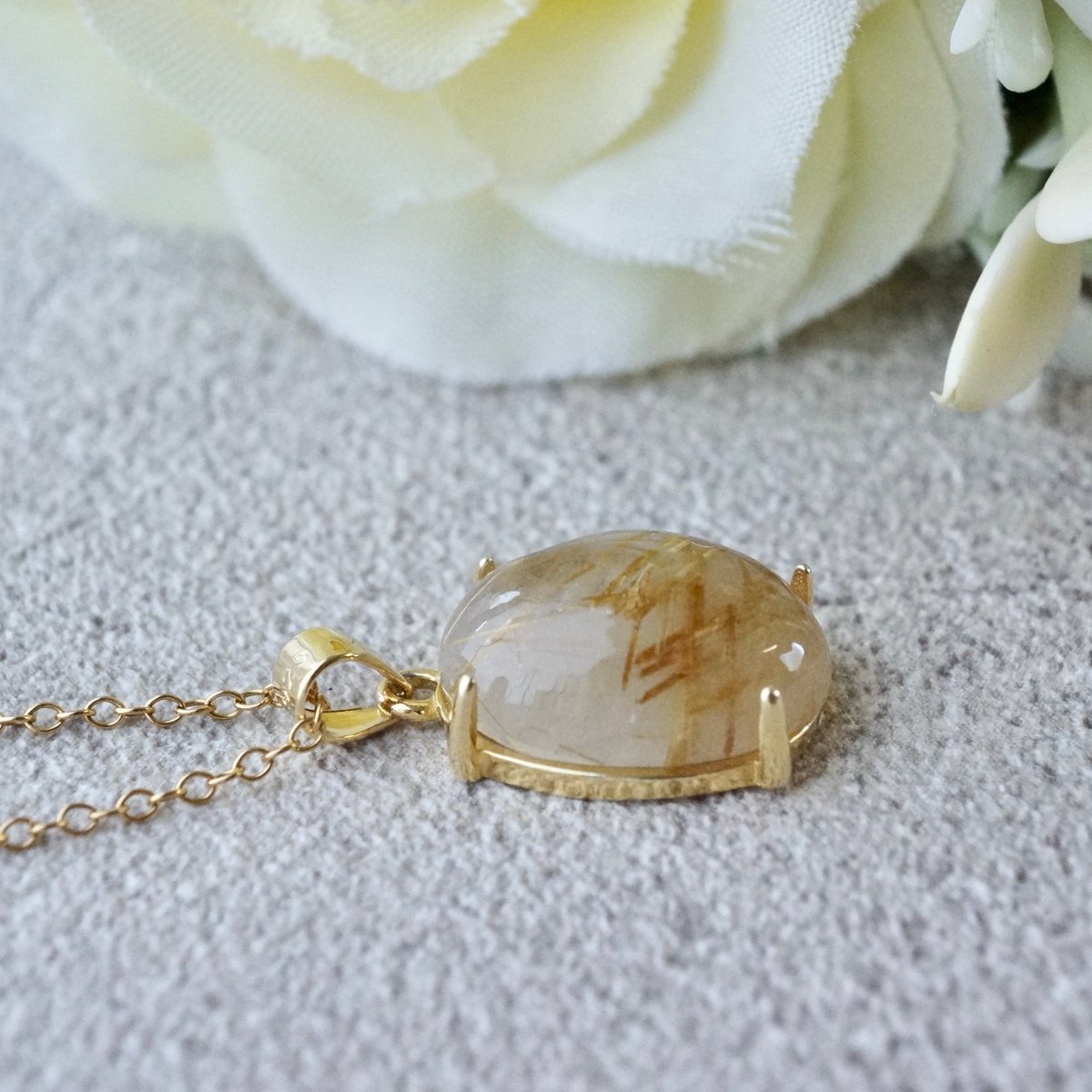 受注制作】△ルチルクォーツ ペンダントトップ 18kゴールドプレーテド