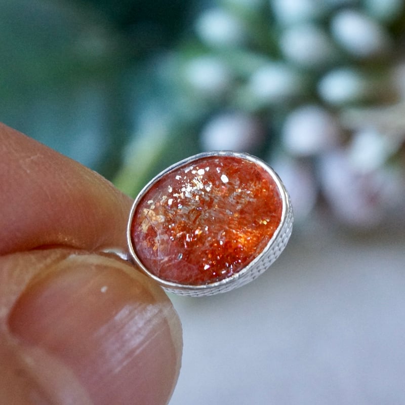 オレンジ サンストーン ペンダントトップ シルバー925 （sv-912