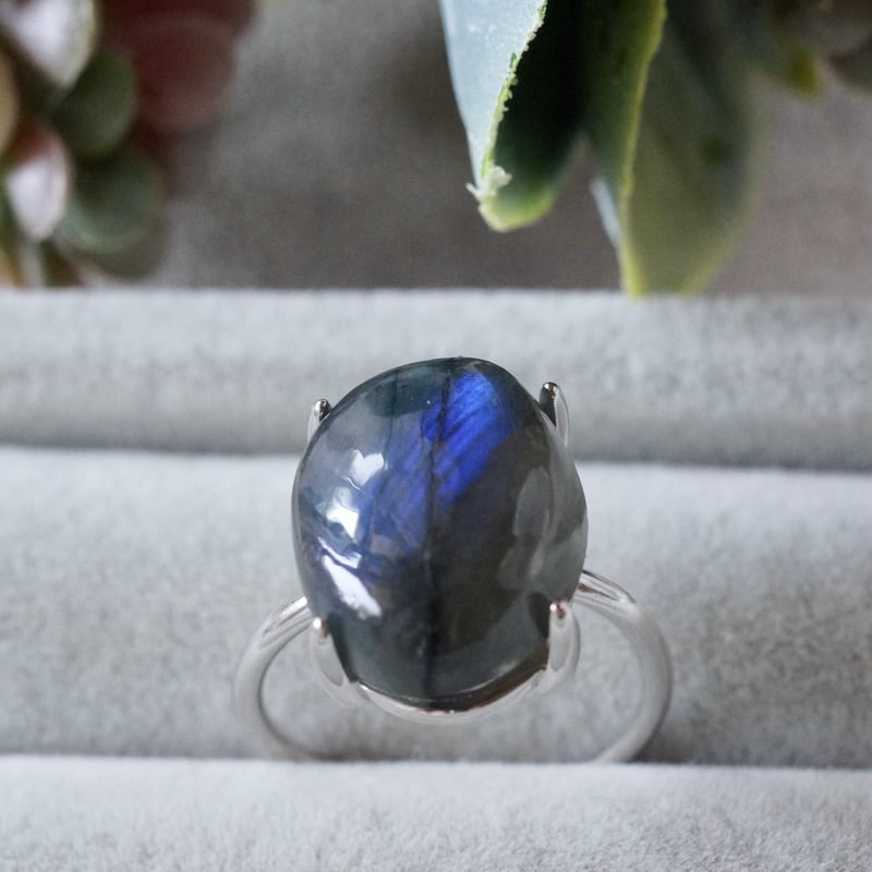ラブラドライトリング 受注制作】△ブルーシラー ラブラドライト 7号〜フリーサイズリング
