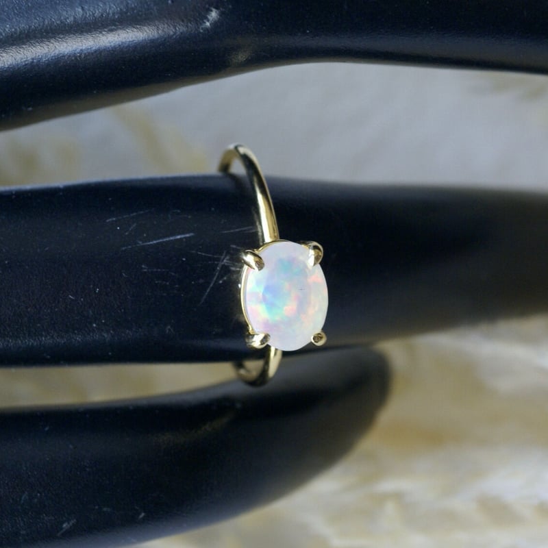 Handmade】オパール ファセットカット 7号〜フリーサイズリング 18k