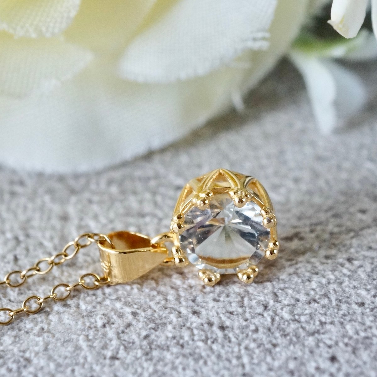 Handmade】グリーンアメジスト コンケーブカット クラウンモチーフ