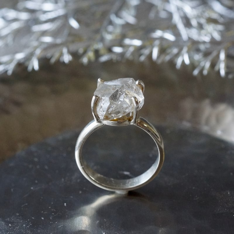 オイルイン ハーキマーダイヤモンド（水晶） ラフカットリング