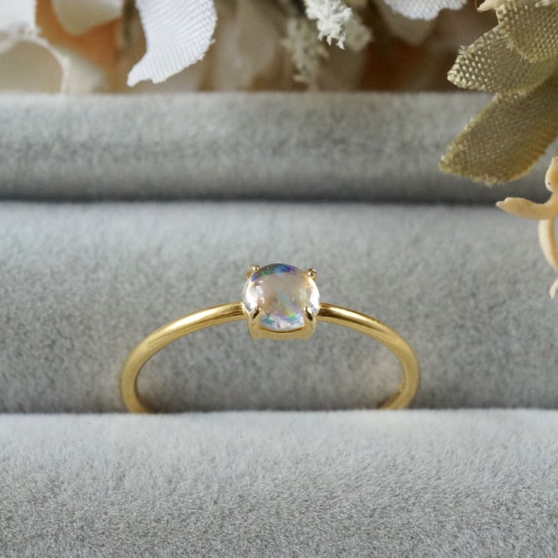 18Kt オパール リング サイズ7 Handmade】ハイアライトオパール クラウンモチーフ 7号