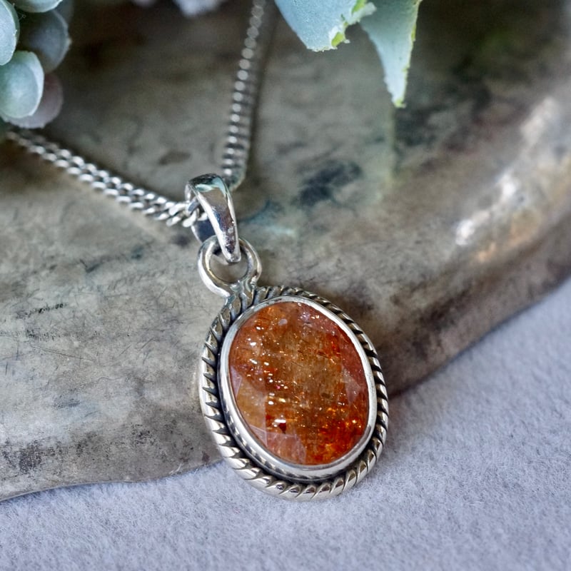 オレンジ サンストーン ペンダントトップ シルバー925 （sv-908