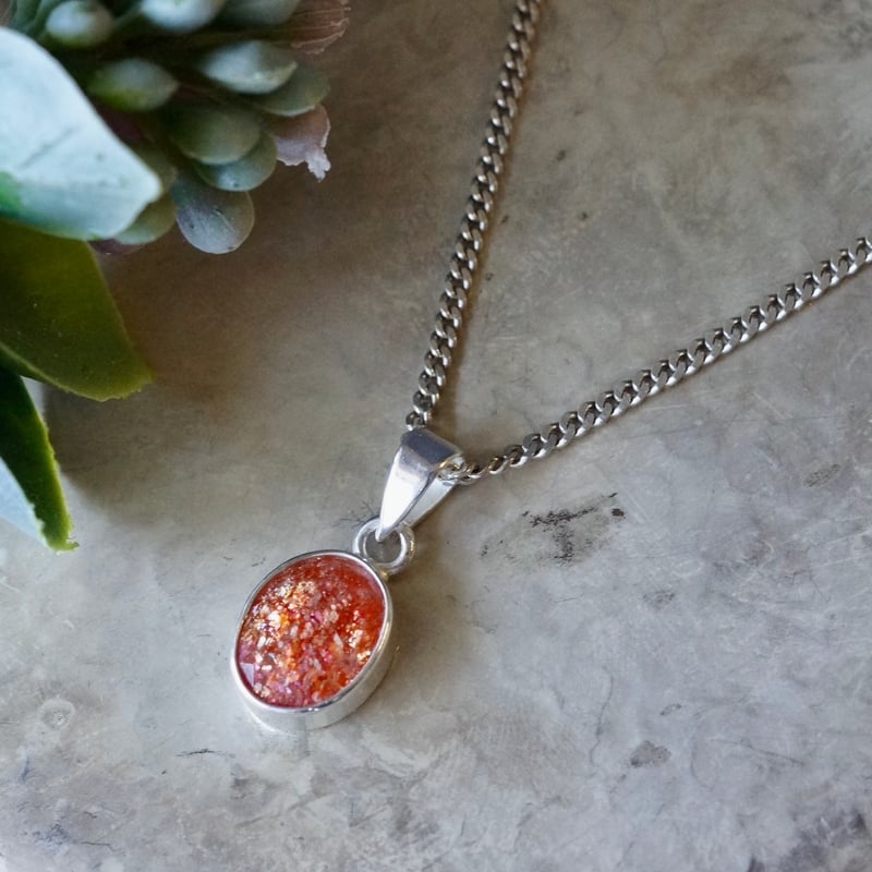 オレンジ サンストーン ペンダントトップ シルバー925 （sv-911