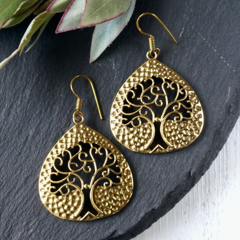 ☆○真鍮エスニックピアス ツリー・オブ・ライフ（生命の樹）（b-108
