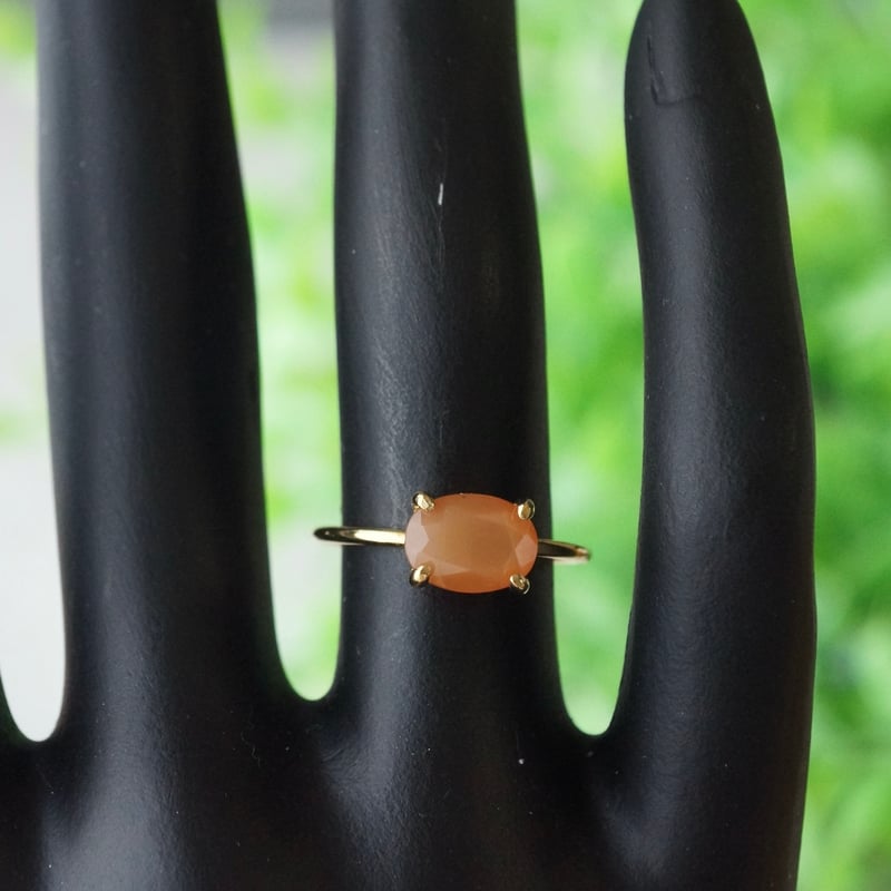 Handmade】オレンジムーンストーン 7号〜フリーサイズリング 18k  
