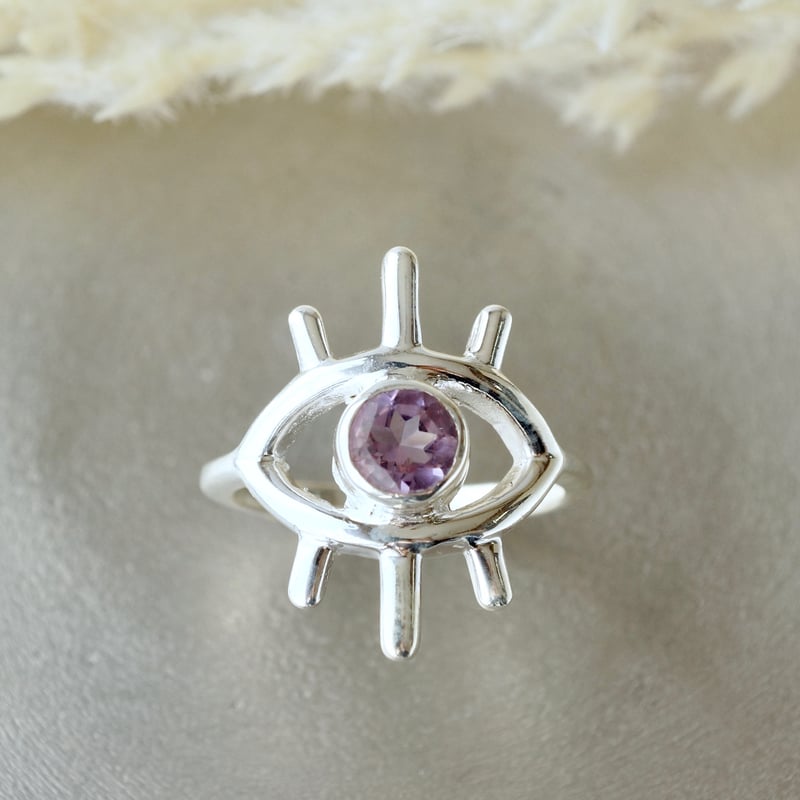 パープル アメジスト ファセットカット イーヴィルアイ(evil eye