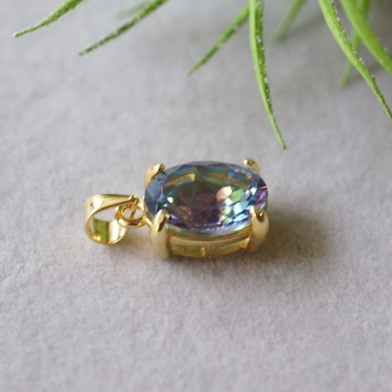 再販】14kgf✳︎ファイアレインボークォーツのドロップカット - ピアス 