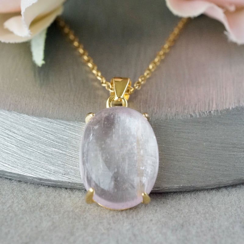 Handmade】ピンク クンツァイト ペンダントトップ 18kゴールドプレー