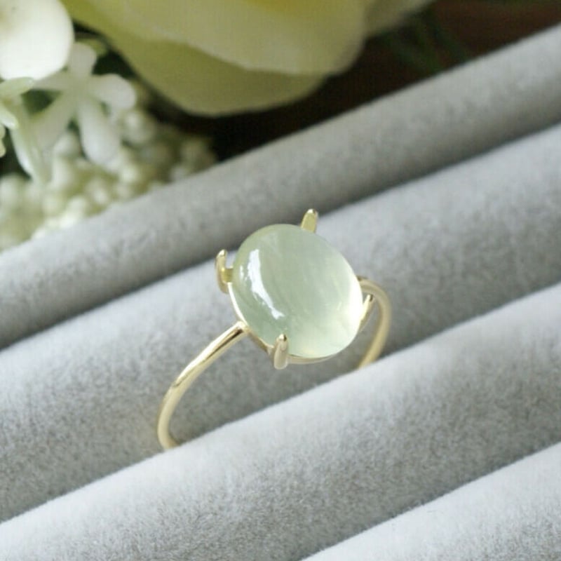 受注製作】△グリーン プレナイト リング 7号〜フリーサイズ/9号/11号