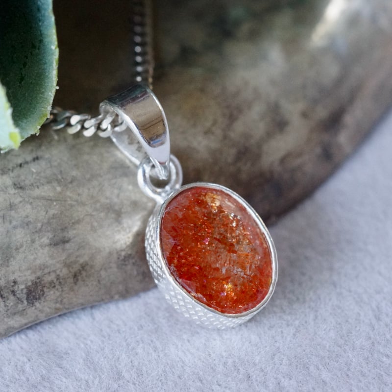 オレンジ サンストーン ペンダントトップ シルバー925 （sv-912-1