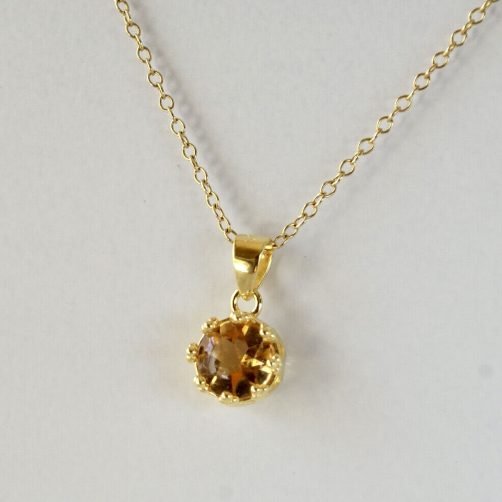 Handmade】イエロー シトリン バフトップカット クラウンモチーフ