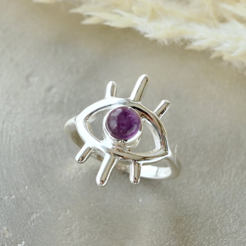 パープル アメジスト カボションカット イーヴィルアイ(evil eye