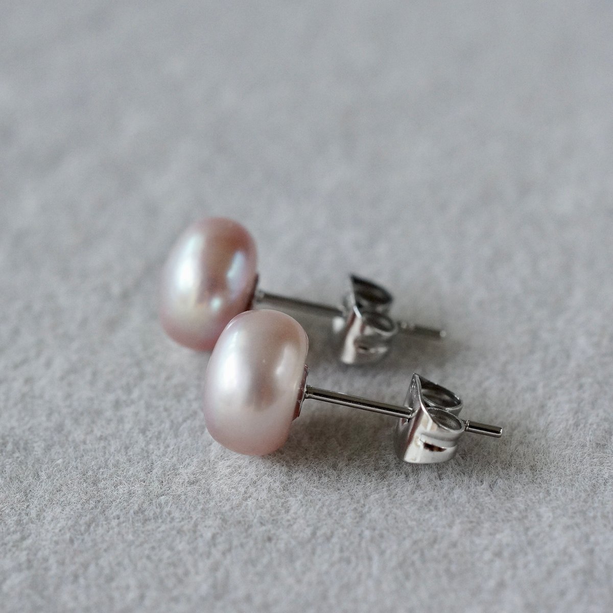 Handmade】淡水パール スタッドピアス サージカルステンレス製 約8mm