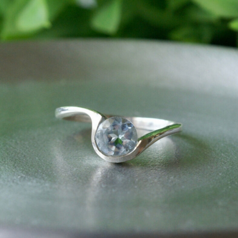 ブルートパーズ ねじりリング シルバー925 約10.5号（sv-283-3