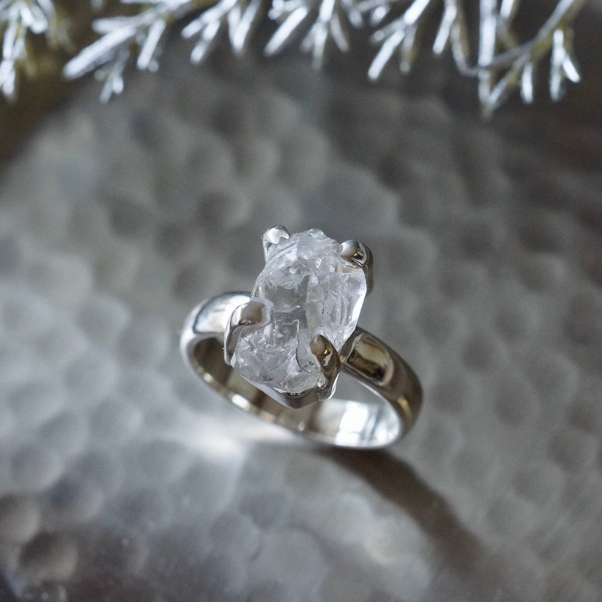ハーキマーダイヤモンド（水晶） ラフカットリング シルバー925 約8.5