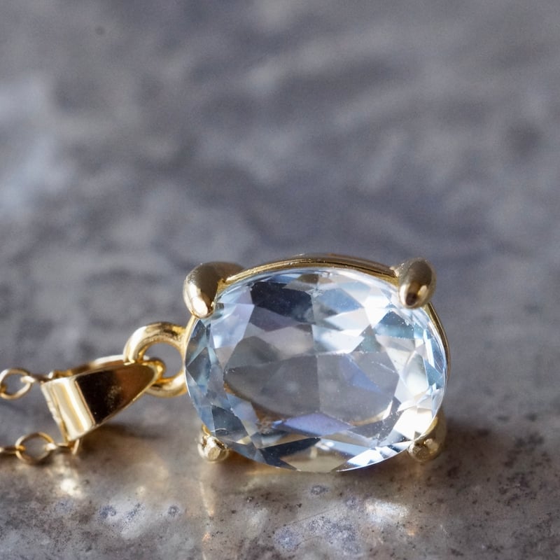 Handmade】アクアマリン ペンダントトップ 18kゴールドプレーテド