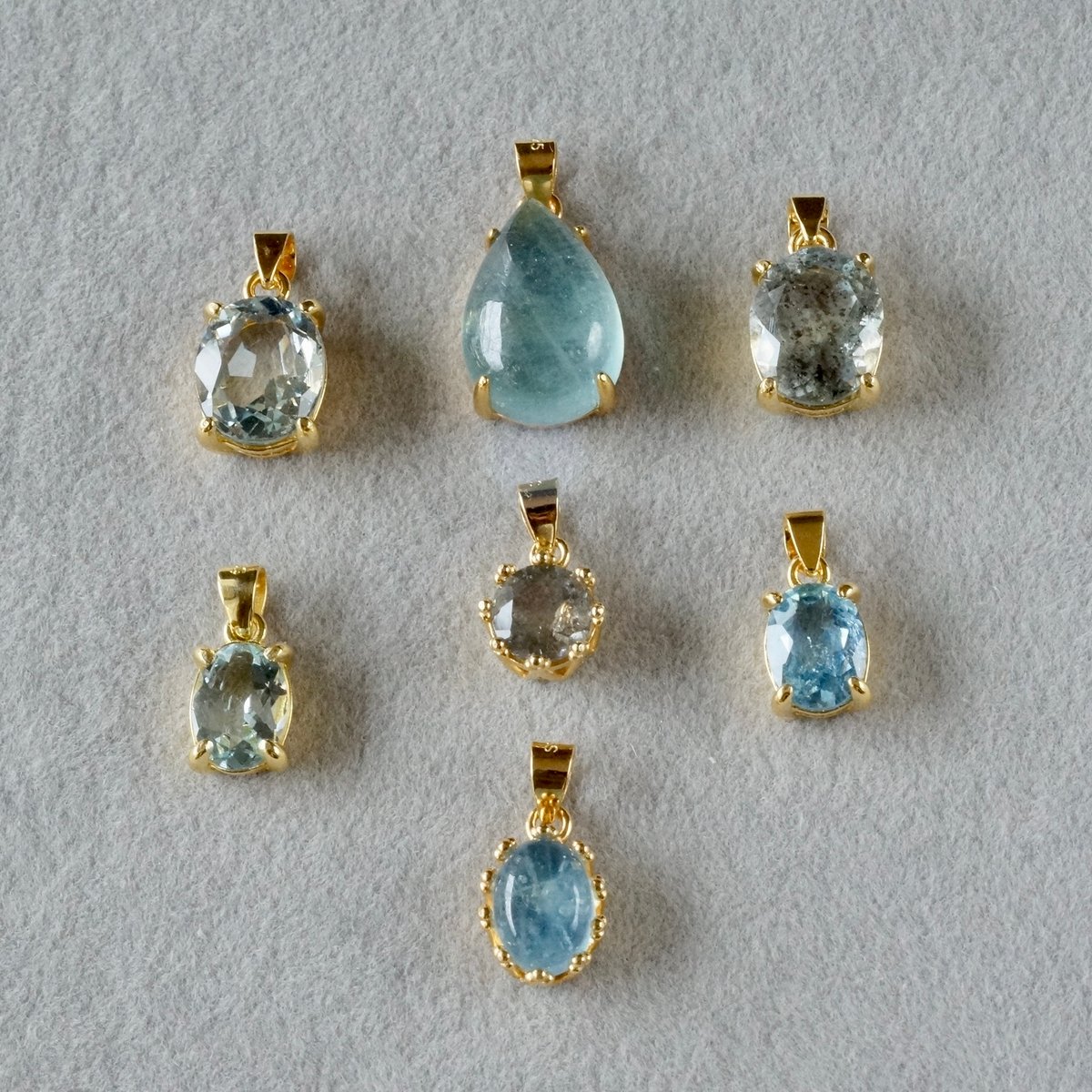 Handmade】アクアマリン ペンダントトップ 18kゴールドプレー Handmade】アクアマリン ペンダントトップ 18kゴールドプレー