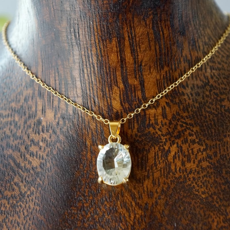 Handmade】グリーンアメジスト コンケーブカット ペンダントトップ 18k