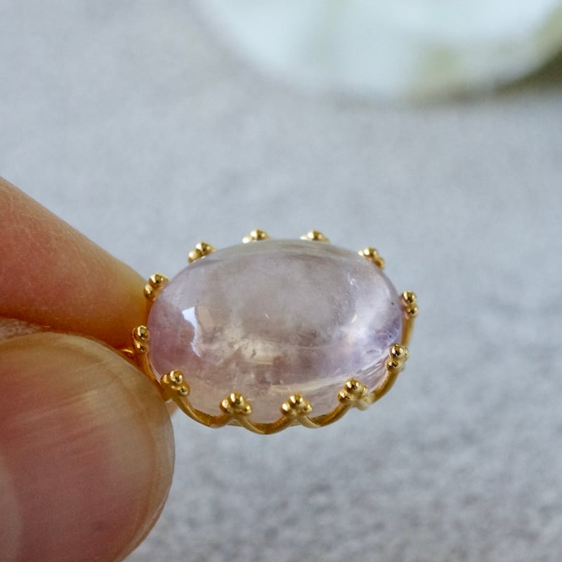 Handmade】ピンクマイカ クラウンモチーフ ペンダントトップ 18k 
