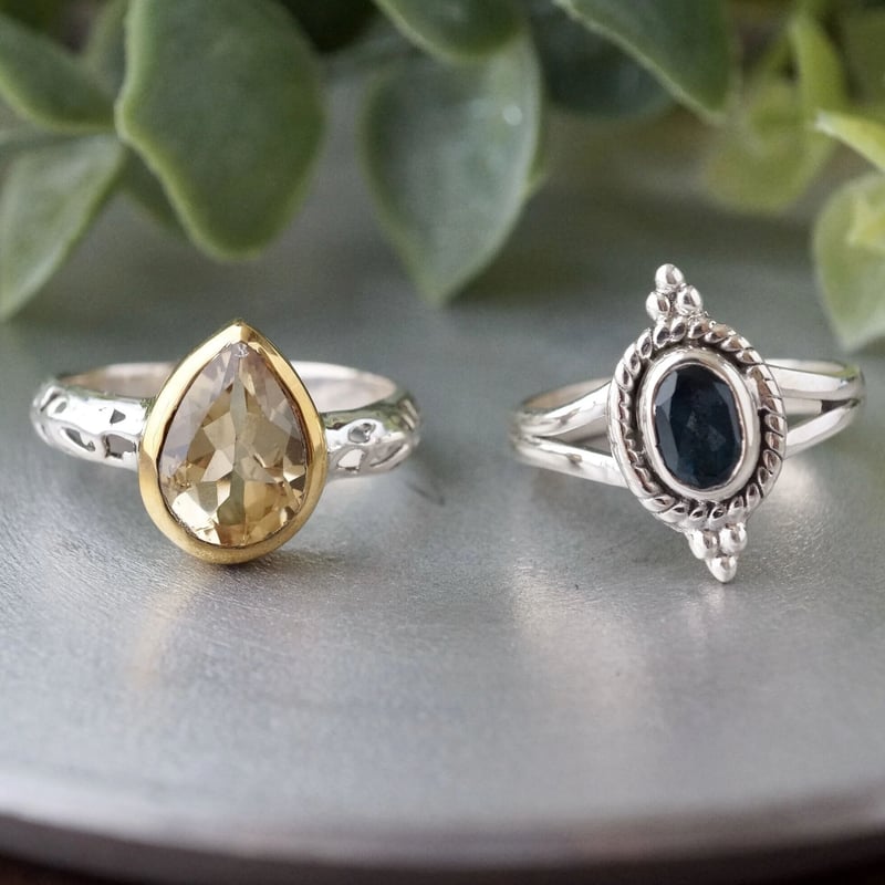 ロンドンブルートパーズ エスニックリング シルバー925 約11号（sv-691