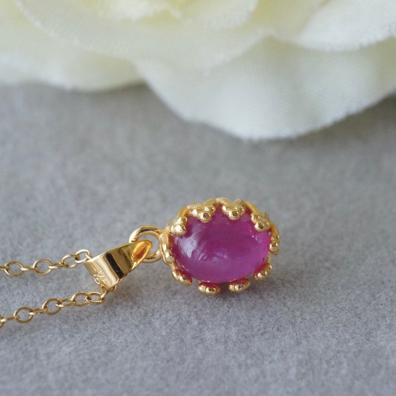 Handmade】スタールビー クラウンモチーフ ペンダントトップ 18k