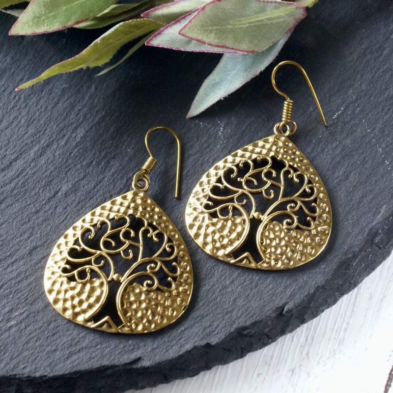 ☆○真鍮エスニックピアス ツリー・オブ・ライフ（生命の樹）（b-108