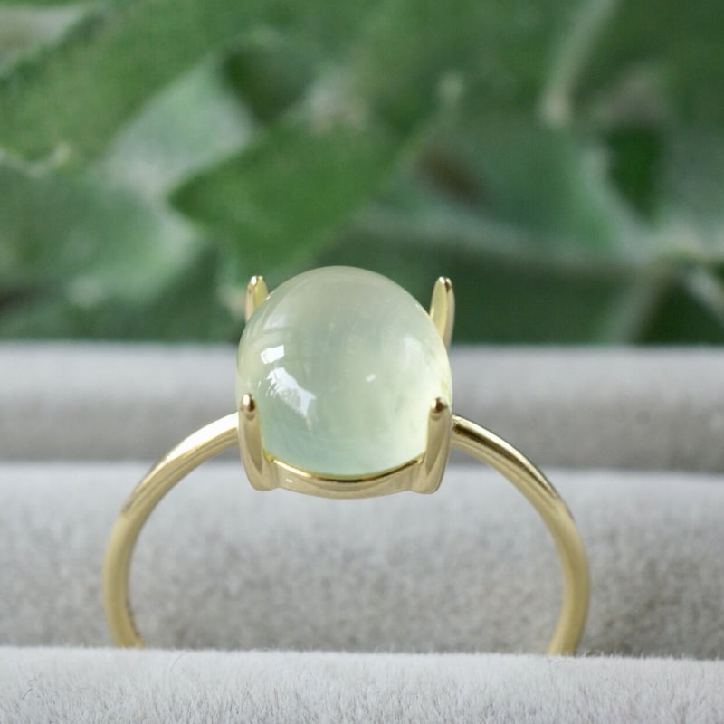 受注製作】△グリーン プレナイト リング 7号〜フリーサイズ/9号/11号