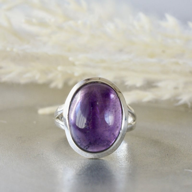 アメジスト オーバルリング シルバー925 約13.5号（sv-254） | Ratna ge