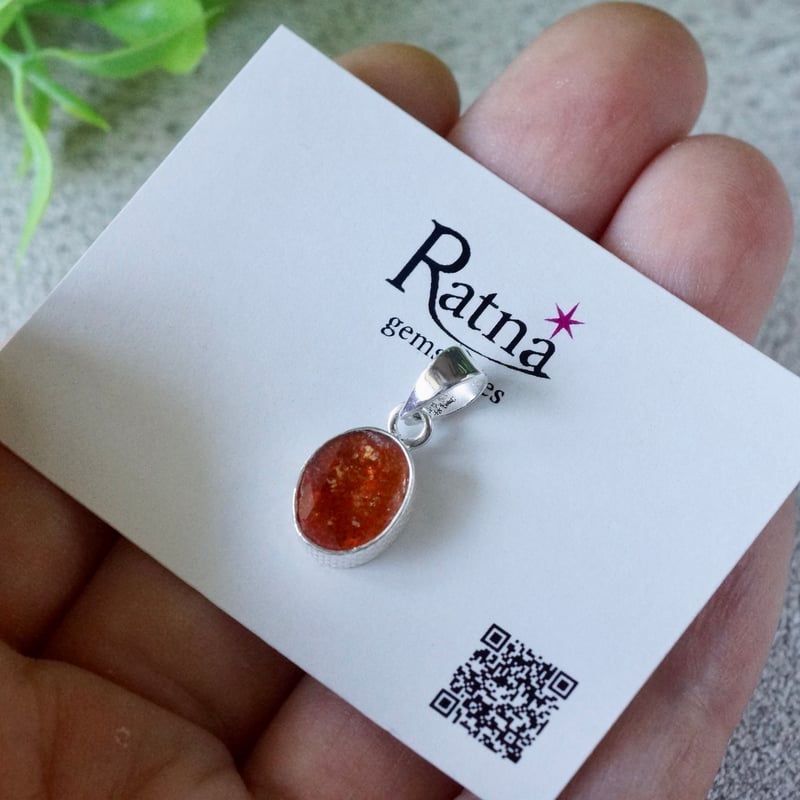 オレンジ サンストーン ペンダントトップ シルバー925 （sv-912-1