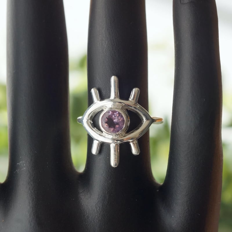 パープル アメジスト ファセットカット イーヴィルアイ(evil eye