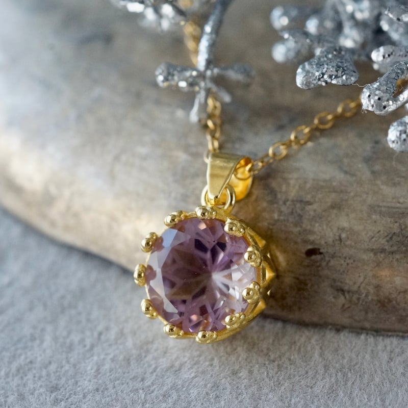 Handmade】アメトリン フラワーカット ペンダントトップ 18kゴールド