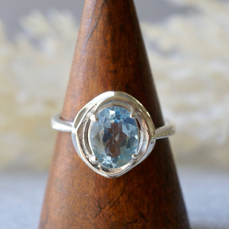 ブルートパーズ デザインリング シルバー925 約13.5号（sv-347-1