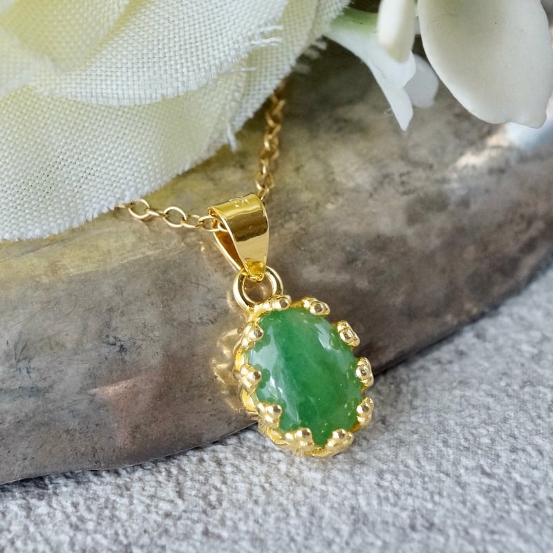 Handmade】翡翠（ヒスイ・ジェード）ペンダントトップ 18k
