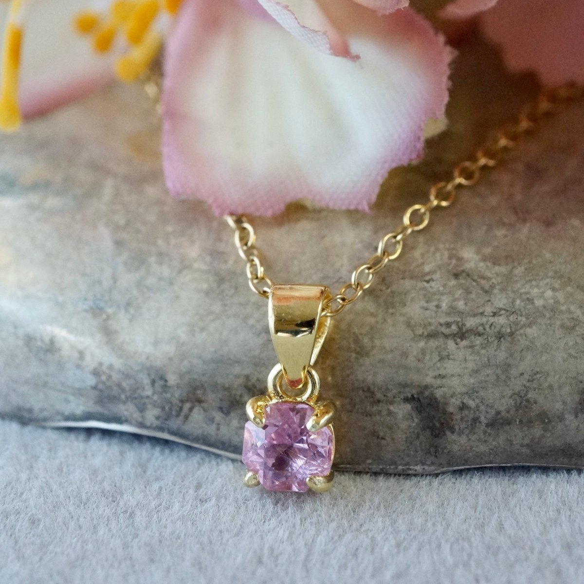 Handmade】ピンク スピネル ペンダントトップ 18kゴールドプレー