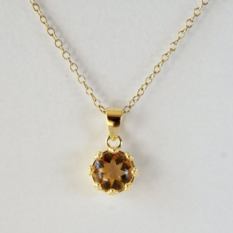 Handmade】イエロー シトリン バフトップカット クラウンモチーフ