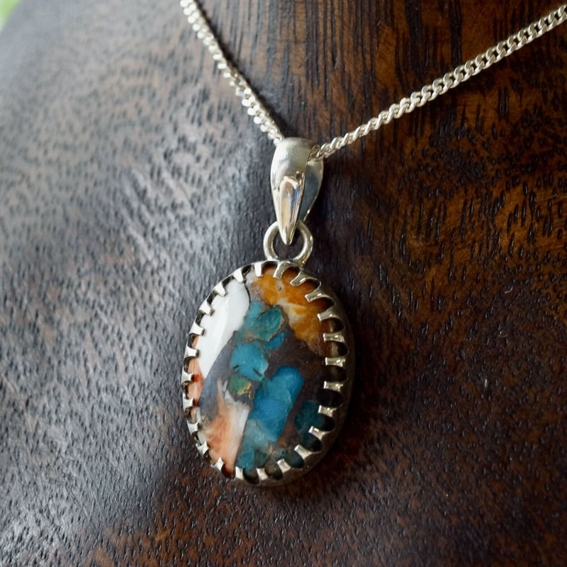 オイスターコッパーターコイズ ペンダントトップ シルバー925（sv-721  