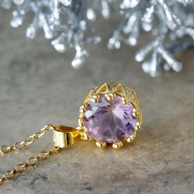 Handmade】アメトリン フラワーカット ペンダントトップ 18kゴールド