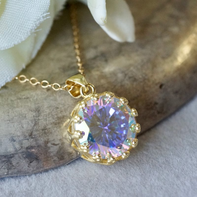 Handmade】キュービックジルコニアAB（オーロラ）クラウンモチーフ